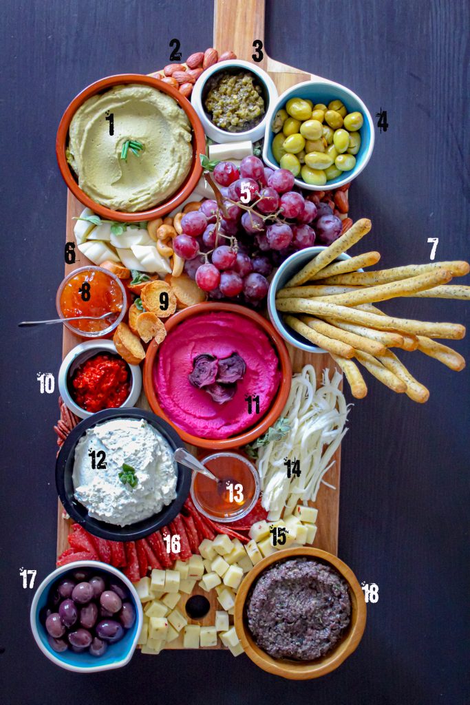 mezze platter with numbers